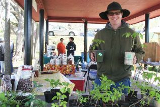 Isaac Hale of Learning Curve Gardens in Arden has become a full-time vendor at the Sharbot Lake Farmers Market for 2017. Photo/Craig Bakay